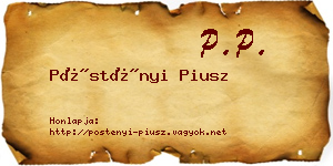 Pöstényi Piusz névjegykártya